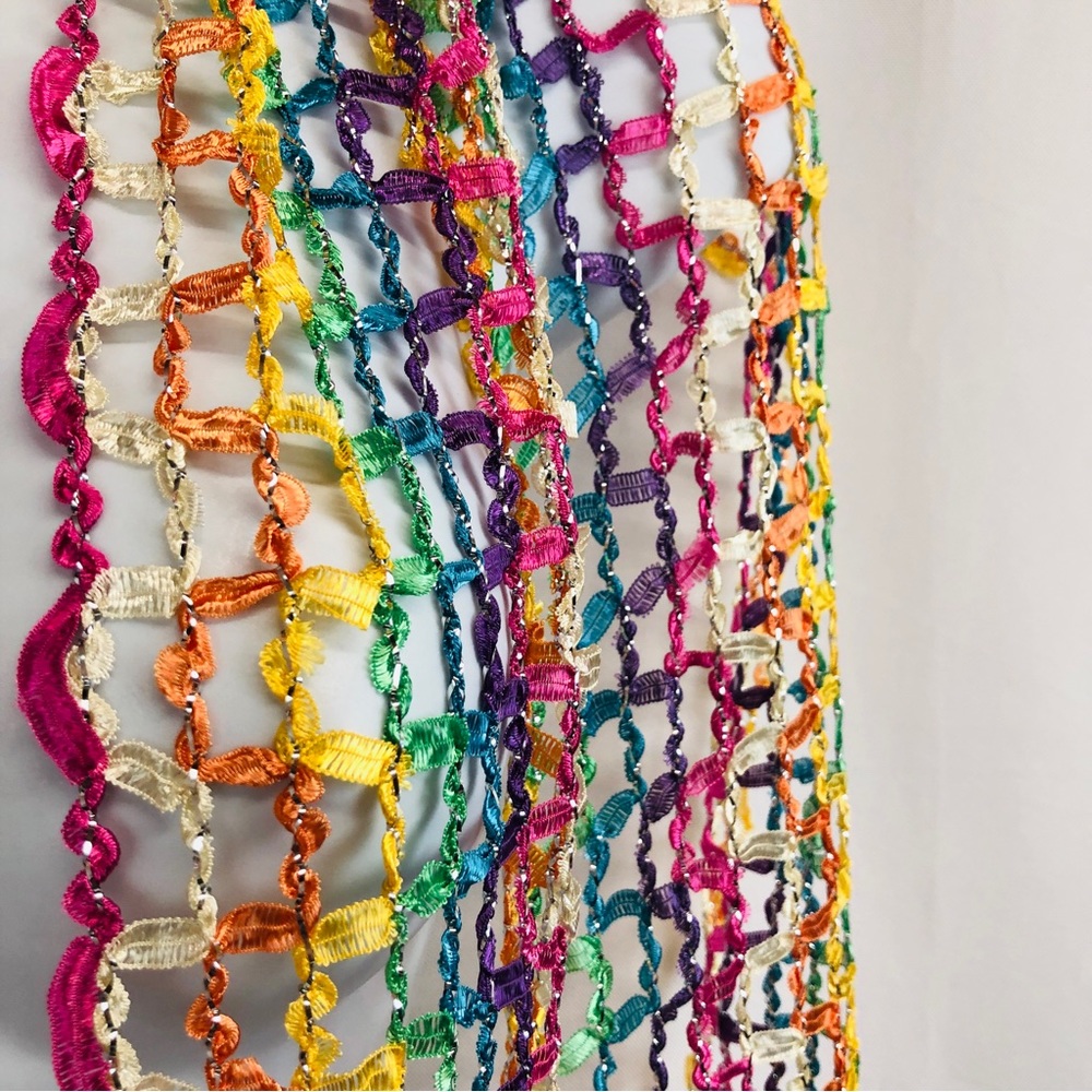 Beautiful Ribbon Metallic Fringe Scarf - Picture 2 of 7